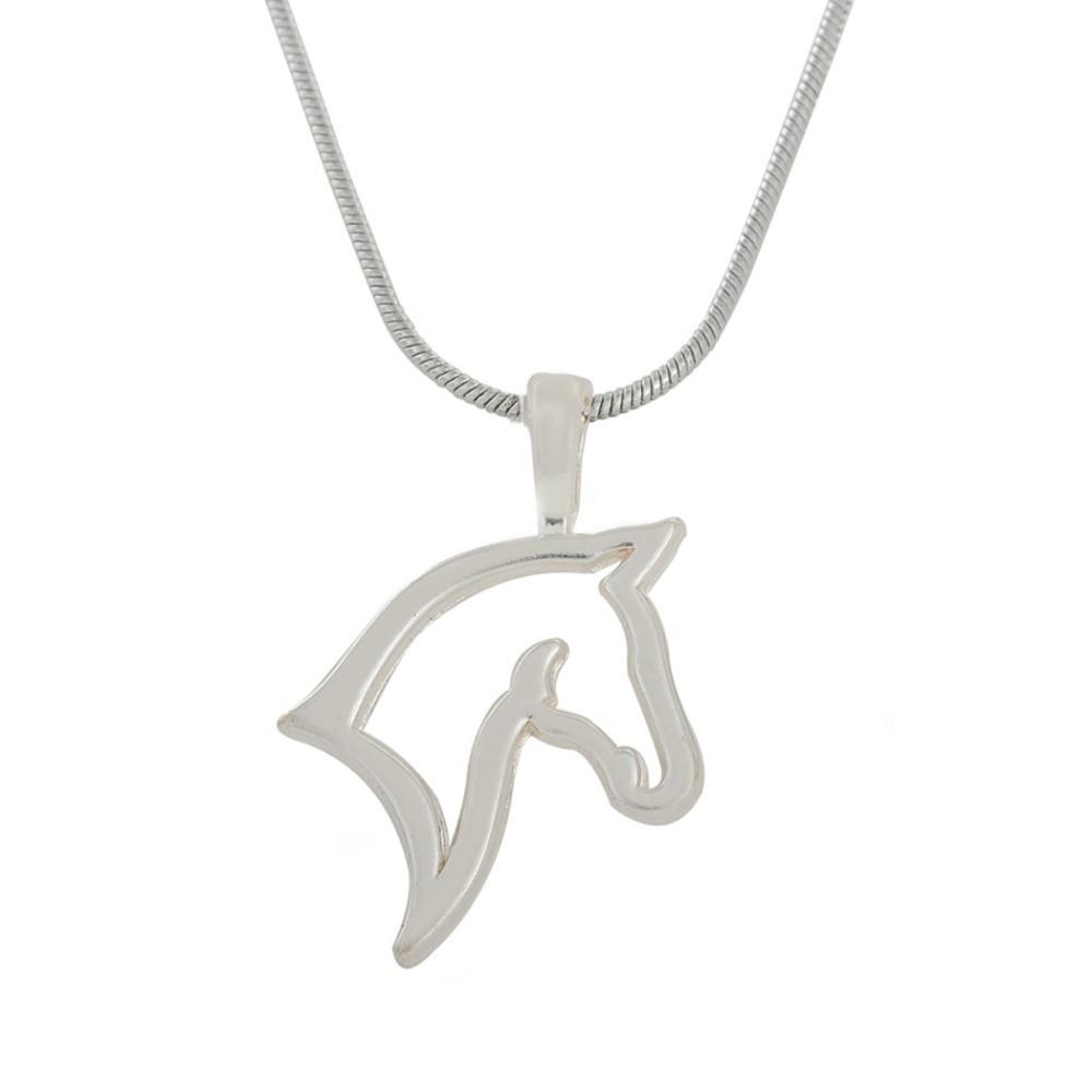 Silver Horse Head Necklace - Floral Fawna