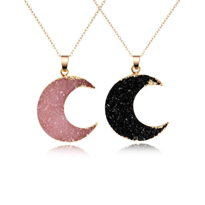 Sparkling Moon Druzy Necklace - Floral Fawna