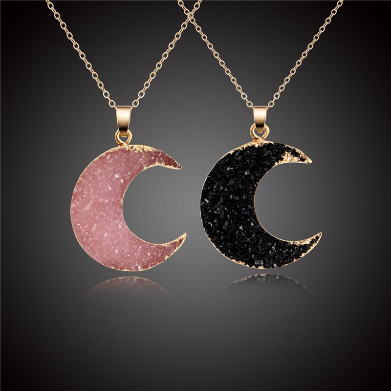 Sparkling Moon Druzy Necklace - Floral Fawna