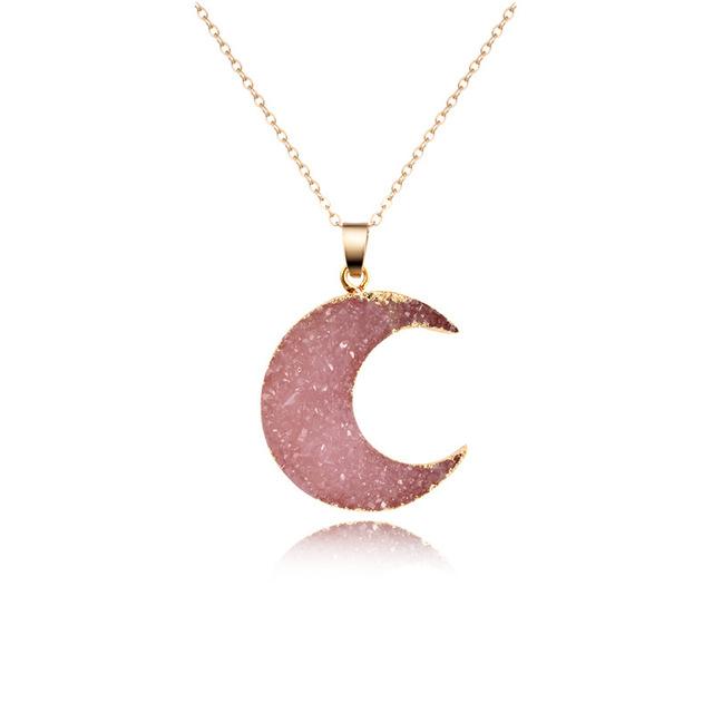 Sparkling Moon Druzy Necklace - Floral Fawna