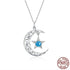 Sparkling Moon & Star Sterling Silver Necklace - Floral Fawna