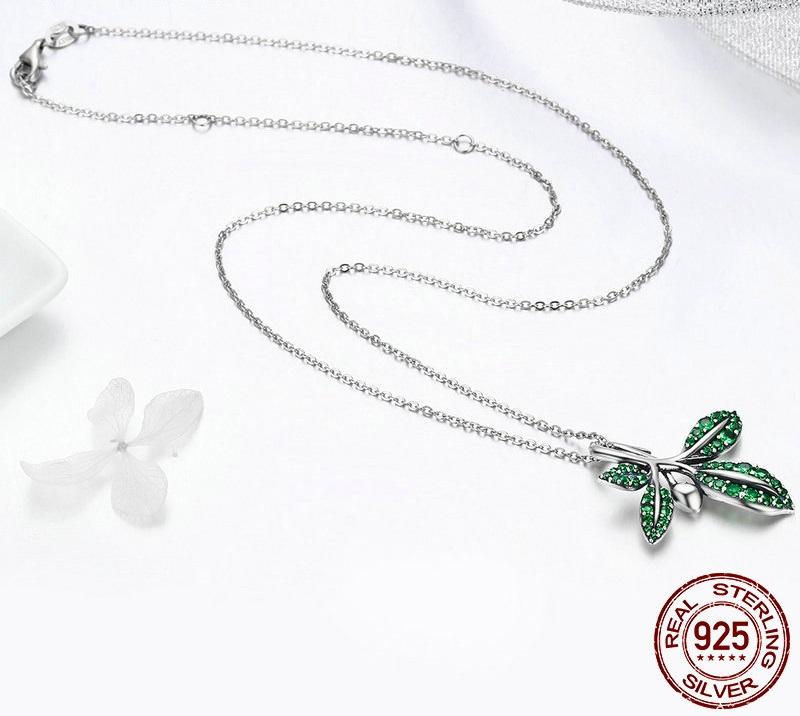Summer Tree Leaves Sterling Silver Necklace - Floral Fawna