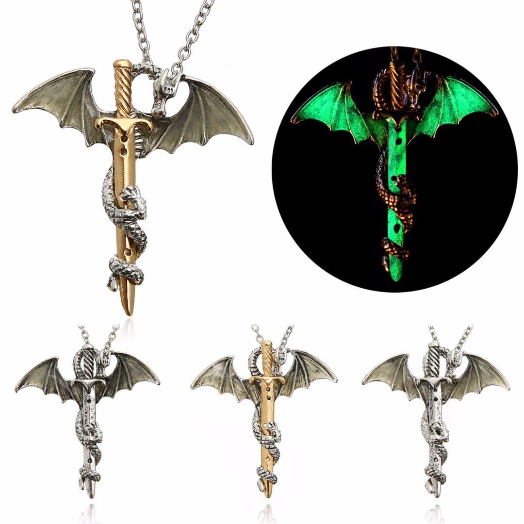 The Dragon Warrior Glow In The Dark Necklace - Floral Fawna