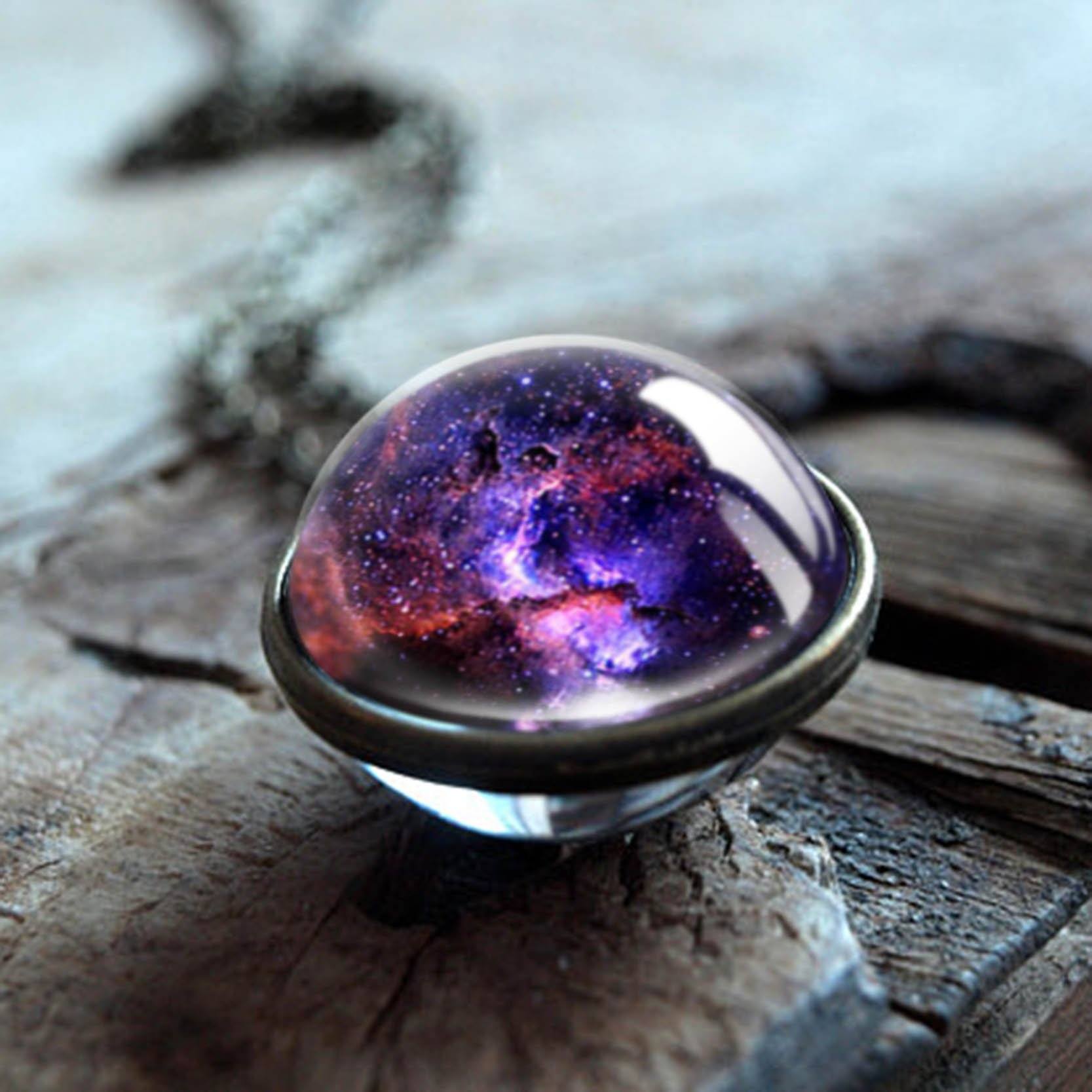 The Universe Glass Art Necklace - Floral Fawna
