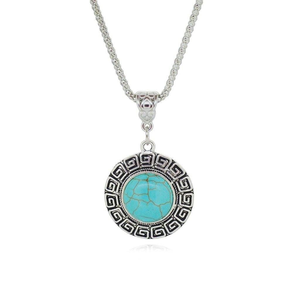 Tibetan Silver Plated Turquoise Necklace - Floral Fawna
