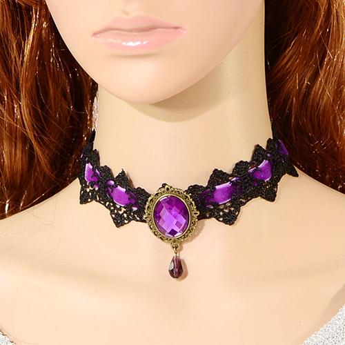 Victorian Gothic Lace Crystal Choker - Floral Fawna
