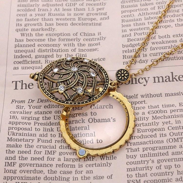 Secret Magnifying Glass Golden Necklace - Floral Fawna