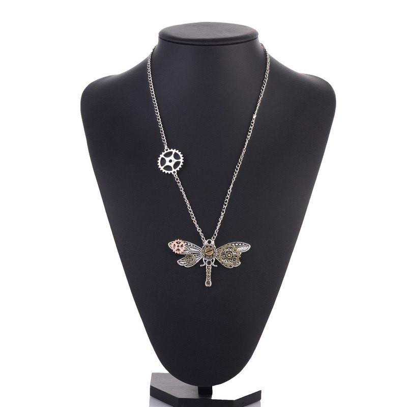 Steampunk Dragonfly Necklace - Floral Fawna