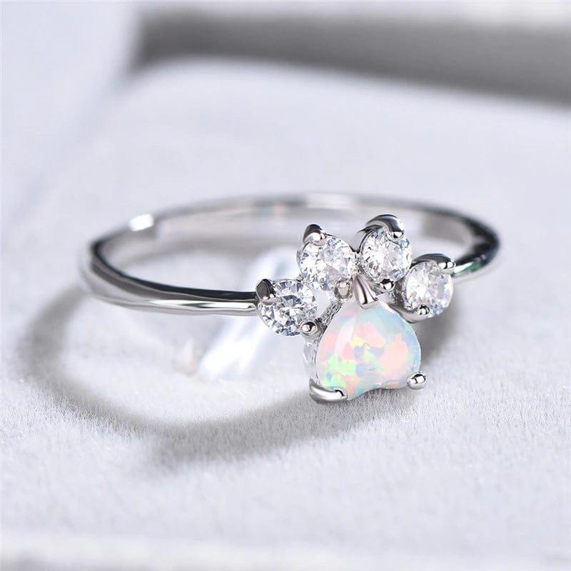 Fire Opal Paw Ring - Floral Fawna