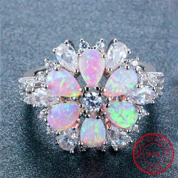Pink Fire Opal Flower Ring - Floral Fawna