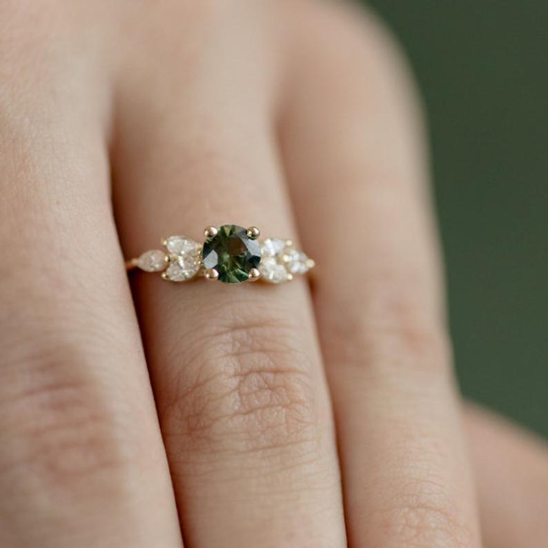 The Green Crystal Charmer Ring - Floral Fawna
