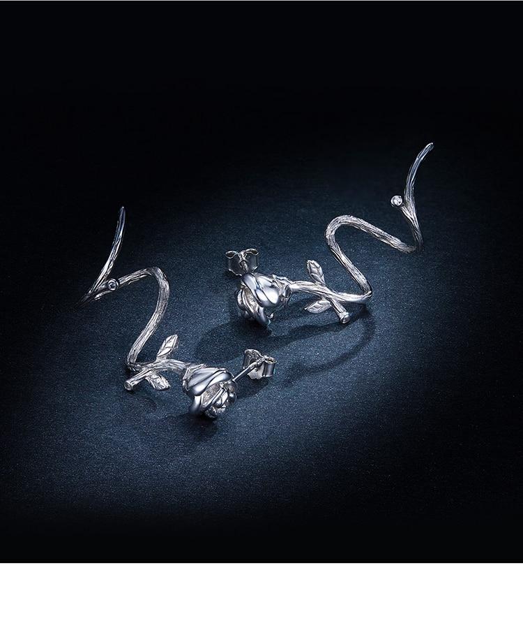 Rose Swirl Silver Earrings - Floral Fawna