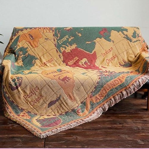 World Map Blanket - Floral Fawna
