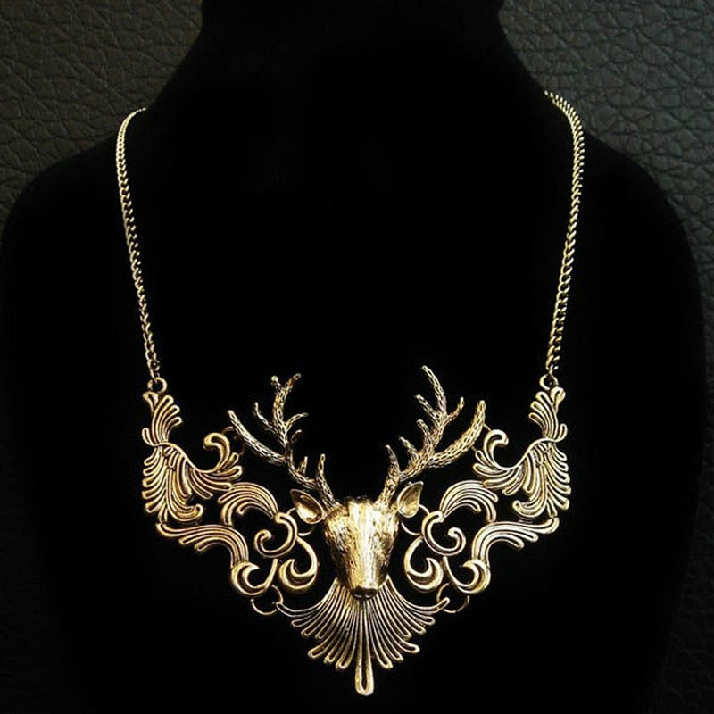Golden Elk Necklace - Floral Fawna