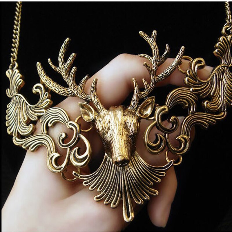 Golden Elk Necklace - Floral Fawna