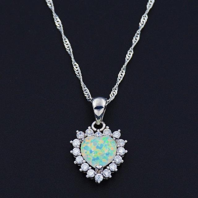 Romantic Opal Heart Necklace - Floral Fawna