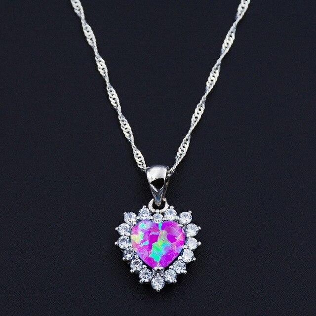 Romantic Opal Heart Necklace - Floral Fawna