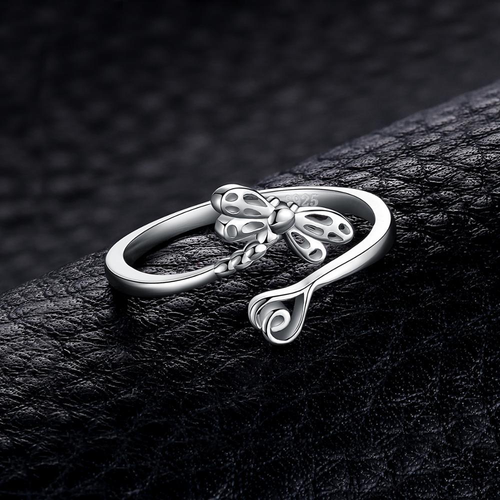Dragonfly Silver Wrap Ring - Floral Fawna