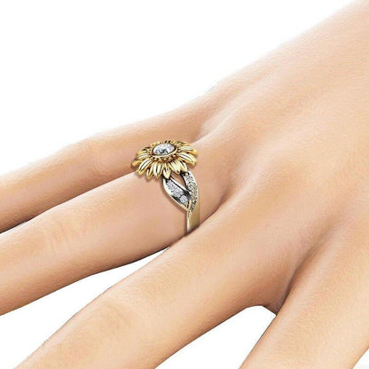 Colorful Crystal Sunflower Ring - Floral Fawna