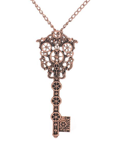 Vintage Style Steampunk Key Necklace - Floral Fawna