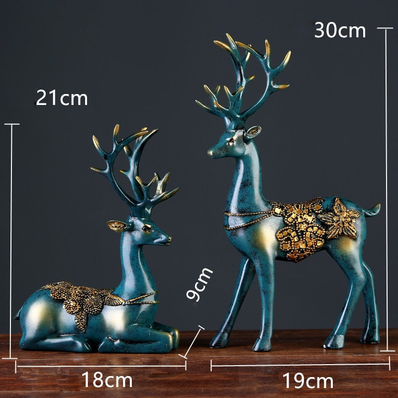 2 x Deer Sculptures - Floral Fawna