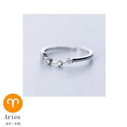 Zodiac Constellations Sterling Silver Ring - Floral Fawna