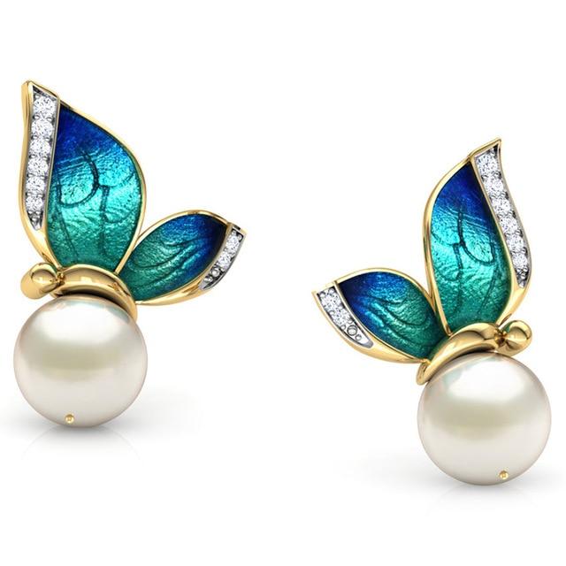 Ombre Butterfly Pearl Earrings - Floral Fawna