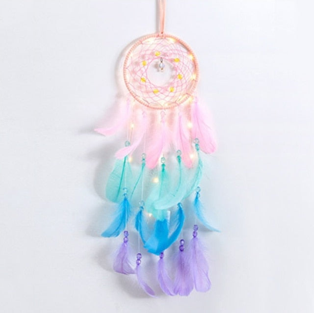 Handmade Dream Catcher with LED lights - Floral Fawna