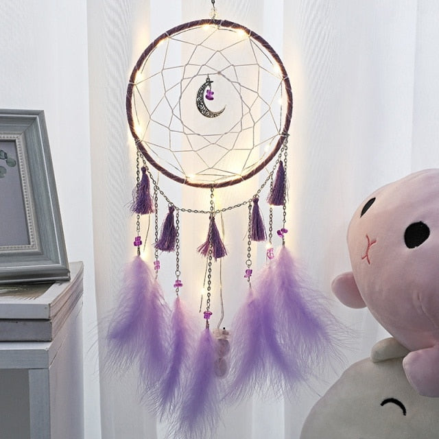 Handmade Dream Catcher with LED lights - Floral Fawna