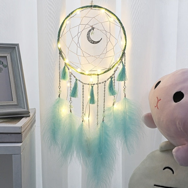 Handmade Dream Catcher with LED lights - Floral Fawna