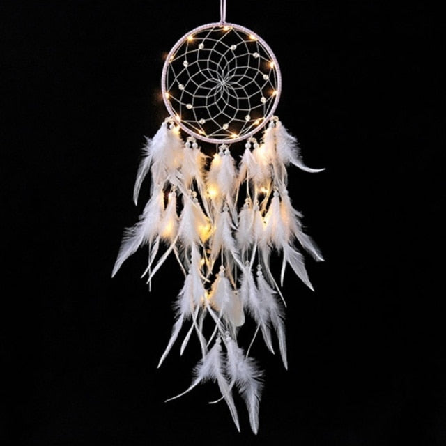 Handmade Dream Catcher with LED lights - Floral Fawna