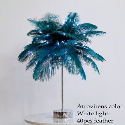 Teal deals feather lampshade