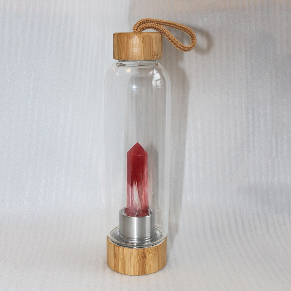 Natural Crystal Glass Water Bottle - Floral Fawna