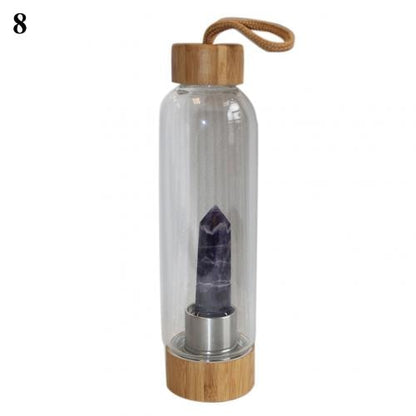 Natural Crystal Glass Water Bottle - Floral Fawna