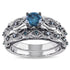 Vintage Style Blue Royalty Ring Set - Floral Fawna