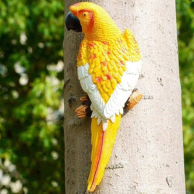 Lifelike Parrot Sculpture - Floral Fawna