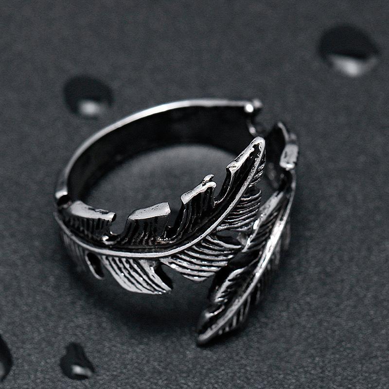 Feather Titanium Steel Wrap Ring - Floral Fawna