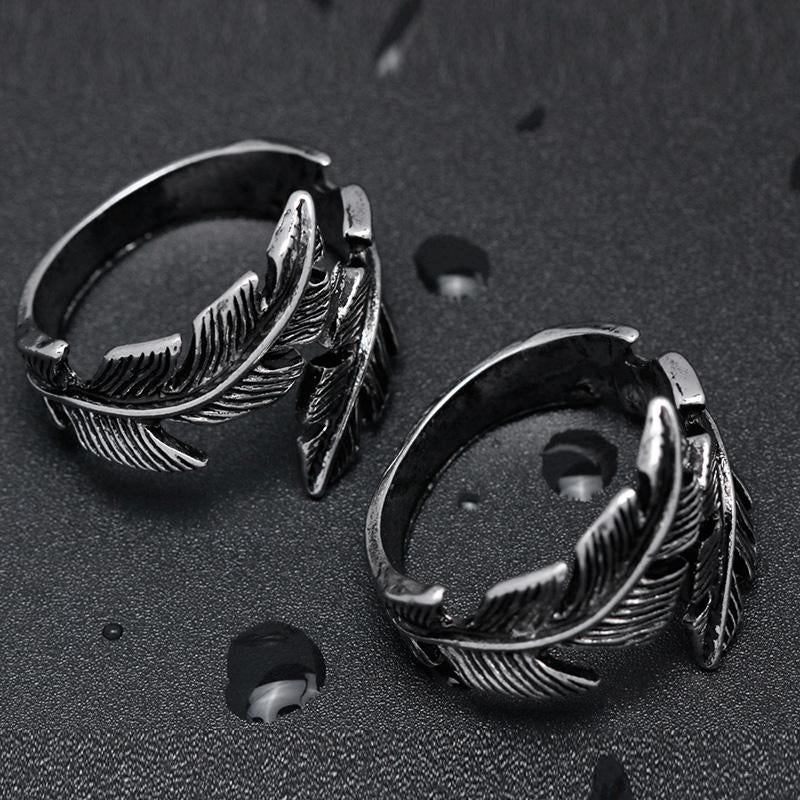 Feather Titanium Steel Wrap Ring - Floral Fawna