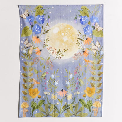 Planets and Nature Wall Hanging Tapestry Art - Floral Fawna