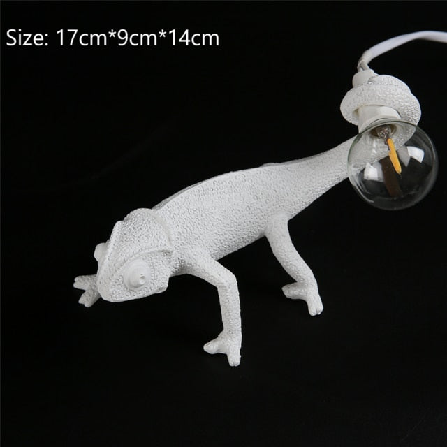 White Chameleon Lamp - Floral Fawna