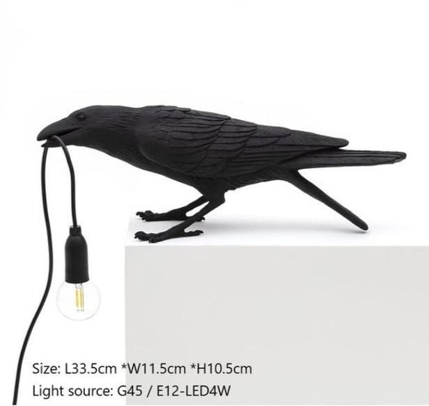 Gothic Crow Lamp - Floral Fawna