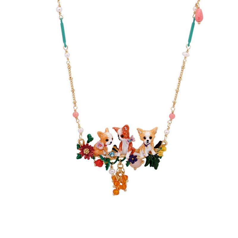 Chihuahua Family Necklace - Floral Fawna