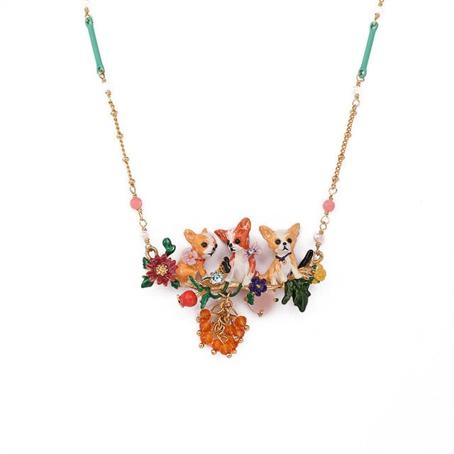 Chihuahua Family Necklace - Floral Fawna