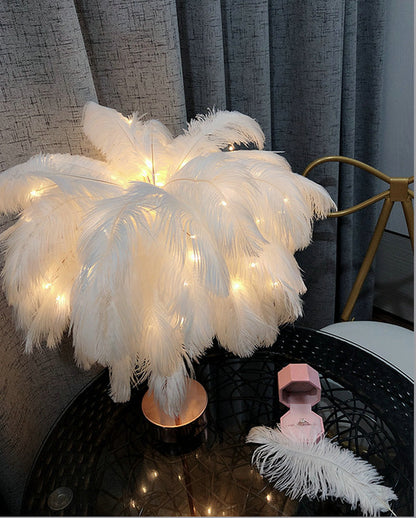 Stunning Feather Lampshade - Floral Fawna