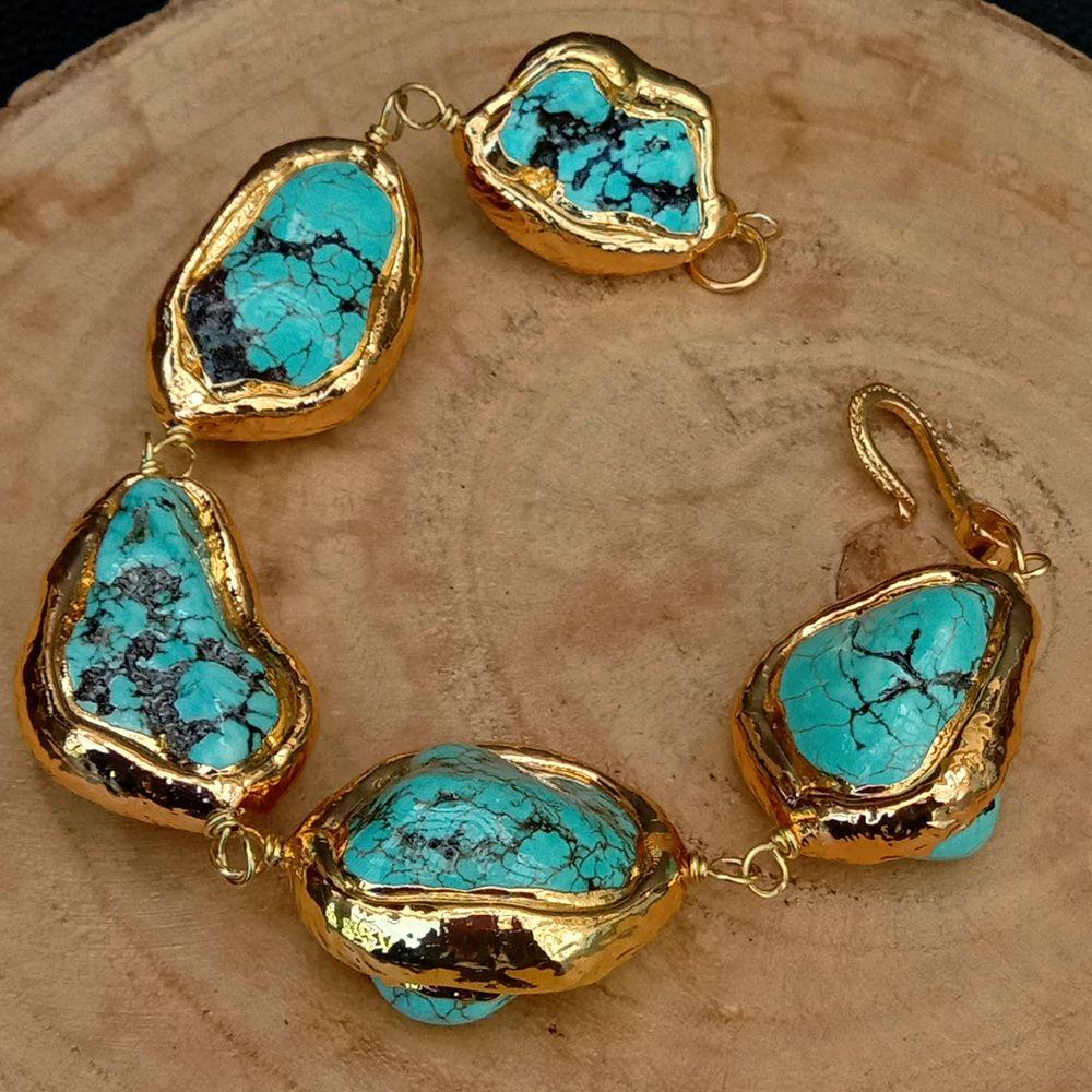 Blue Howlite Gold Plated Bracelet - Floral Fawna