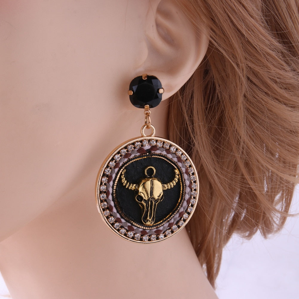 Circular Bull Earrings - Floral Fawna