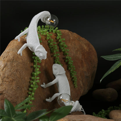White Chameleon Lamp - Floral Fawna