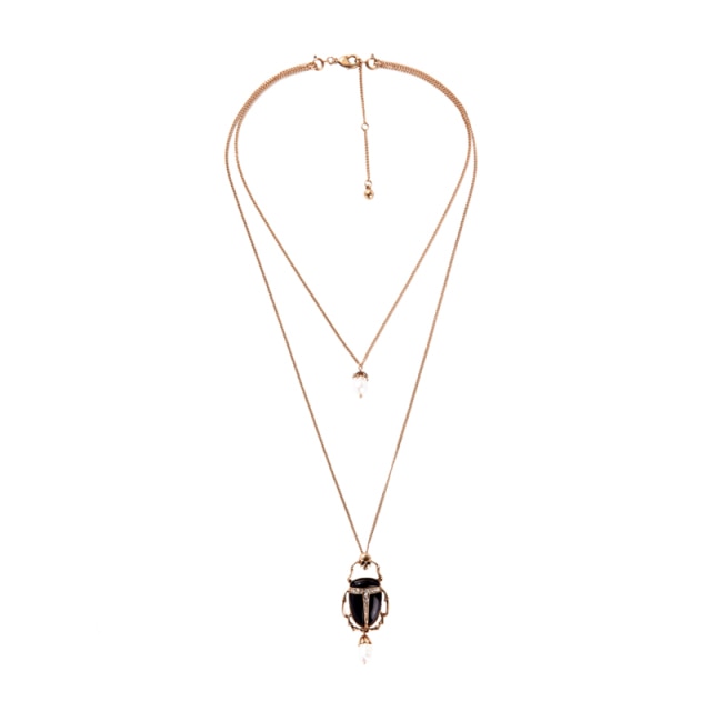 Beetle Pearl Drop Necklace - Floral Fawna