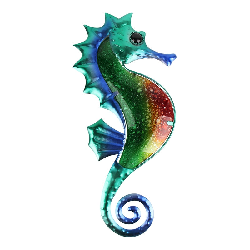 Metal Seahorse Wall Hanging - Floral Fawna