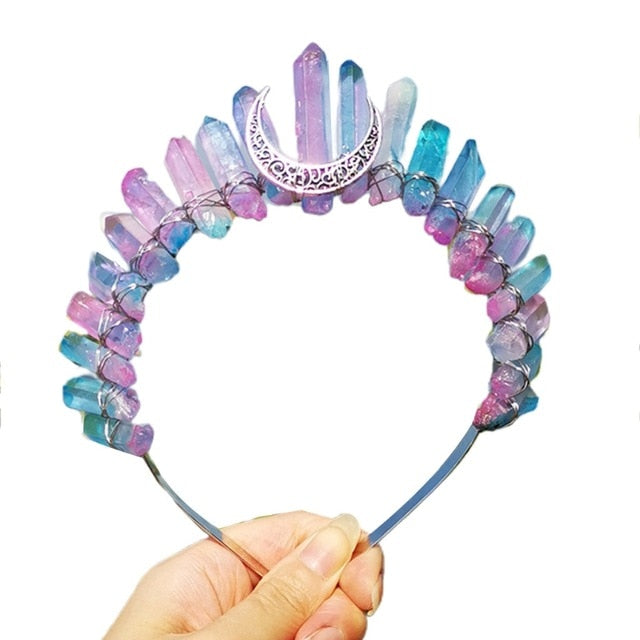 Rainbow Quartz Crystal Headband - Floral Fawna